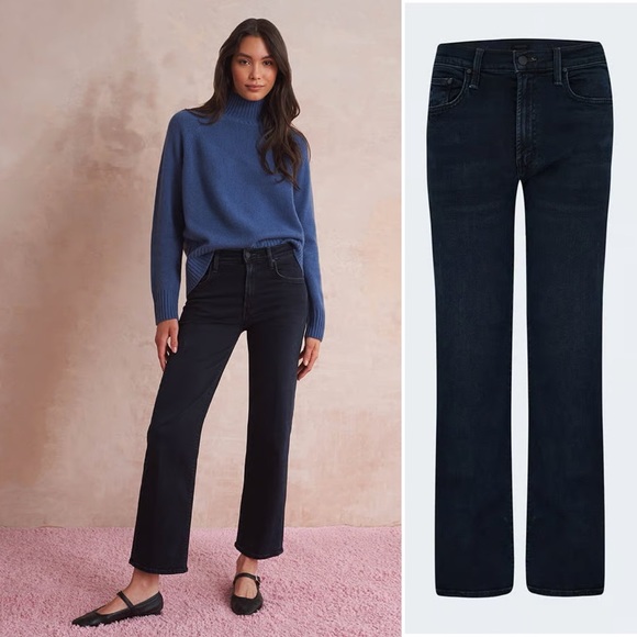 Mother Denim Rambler Wide Leg Mid Rise Dark Wash Jeans Size 26 Night in Venice - Picture 1 of 14